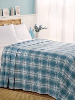 Plaid Cotton Seersucker Bedspread