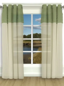 Portico Pleats Color Band Grommet Top Curtains by Country Curtains®