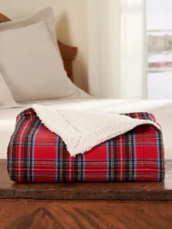Portuguese Flannel and Sherpa Fleece Blanket or Throw