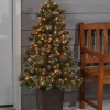 Pre-Lit Artificial Fire and Ice Potted Glazier Pine Christmas Tree