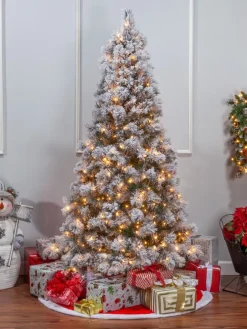 Pre-Lit Artificial Flocked Jubilee Pine Christmas Tree