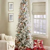 Pre-Lit Artificial Flocked Pencil Pine Christmas Tree