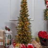 Pre-Lit Artificial Slender-Cut Lincoln Pine Christmas Tree, In 2 Sizes