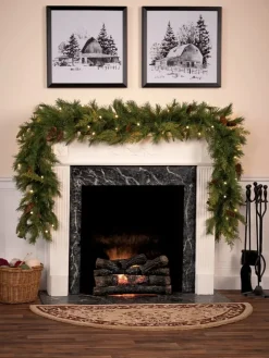 Pre-Lit Golden Glow Artificial Mixed Cedar Garland