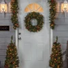 Pre-Lit Jefferson Artificial Pine Holiday Decoration Set, 4 Piece Set