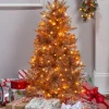 Pre-Lit Rose Gold Tinsel Christmas Tree, In 2 Sizes