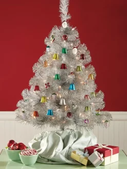 Pre-Lit Silver Tinsel Christmas Tree, Four Feet Tall