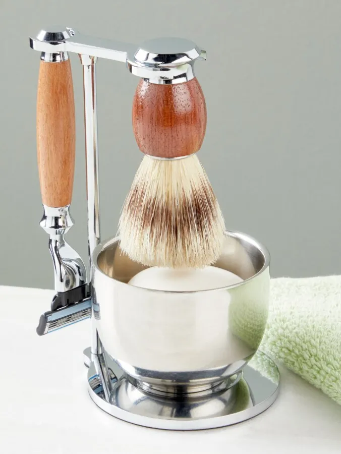Premium Rosewood and Chrome 5-Piece Shave Kit
