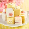 Pretty Daisies Petit Fours, 12 Mini Layer Cakes