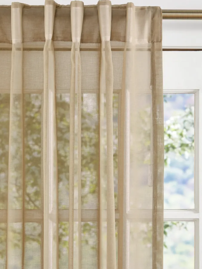 Pretty Pleats Semi-Sheer Patio Panel With Back Tabs