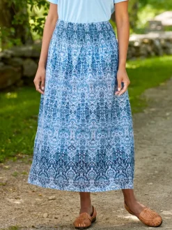 Printed Cotton Gauze Maxi Skirt