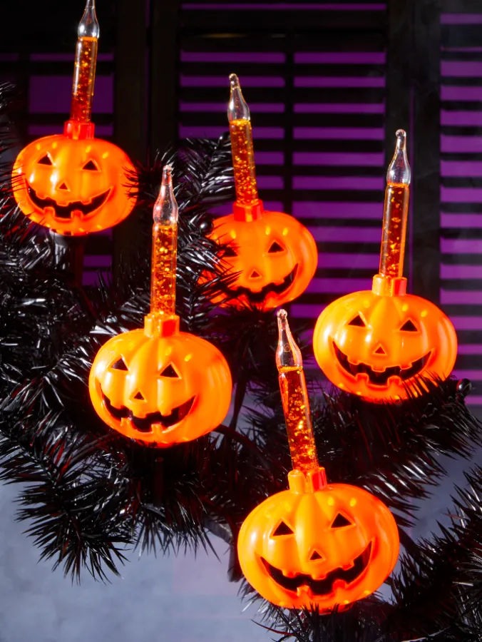 Pumpkin Bubble-Light String Set, 7 Lights
