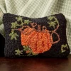 Pumpkin Patch Hooked Wool Pillow