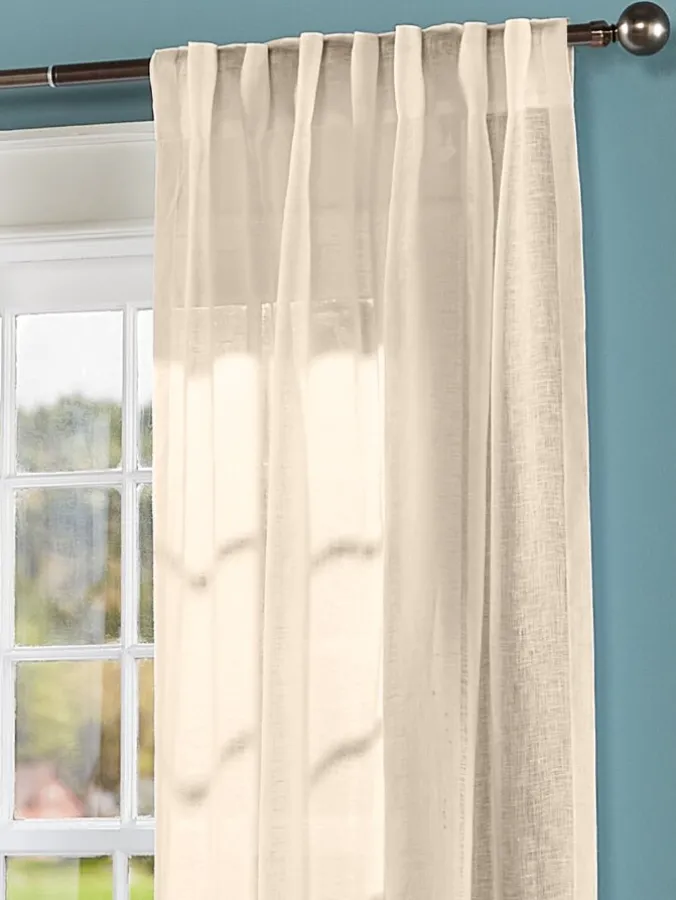 Pure Linen Rod Pocket Panel With Back Tabs