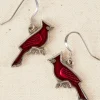 Red Cardinal Pewter Drop Earrings