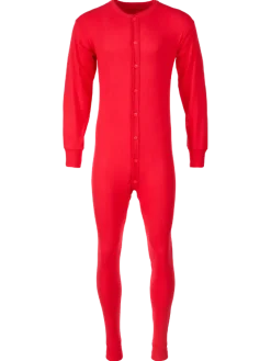 Red Cotton Union Suit