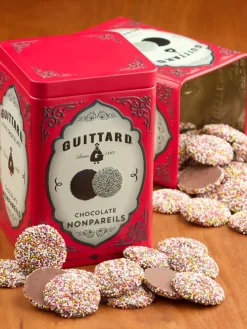 Red Guittard Chocolate Nonpareils Tin