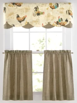 Rooster Strut Rod Pocket Layered Scalloped Valance by Country Curtains®