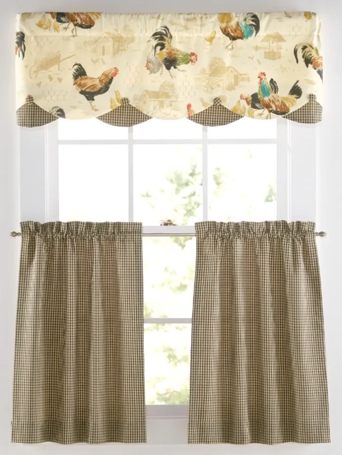 Rooster Strut Rod Pocket Layered Scalloped Valance by Country Curtains®