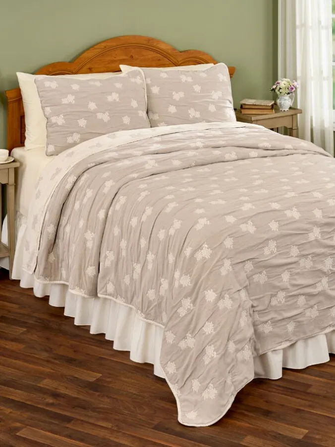 Rosebud Reversible Cotton Coverlet or Pillow Sham