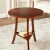 Round Accent Table With Pie-Shaped Inlay