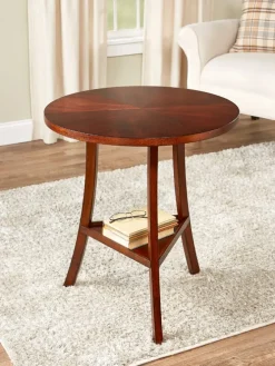Round Accent Table With Pie-Shaped Inlay