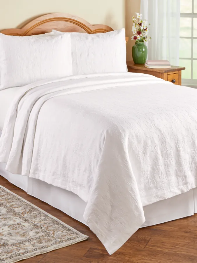 Royal Gardens Cotton Matelasse Coverlet or Pillow Sham Pair