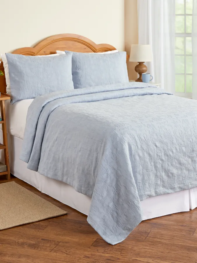 Royal Gardens Cotton Matelasse Coverlet or Pillow Sham Pair