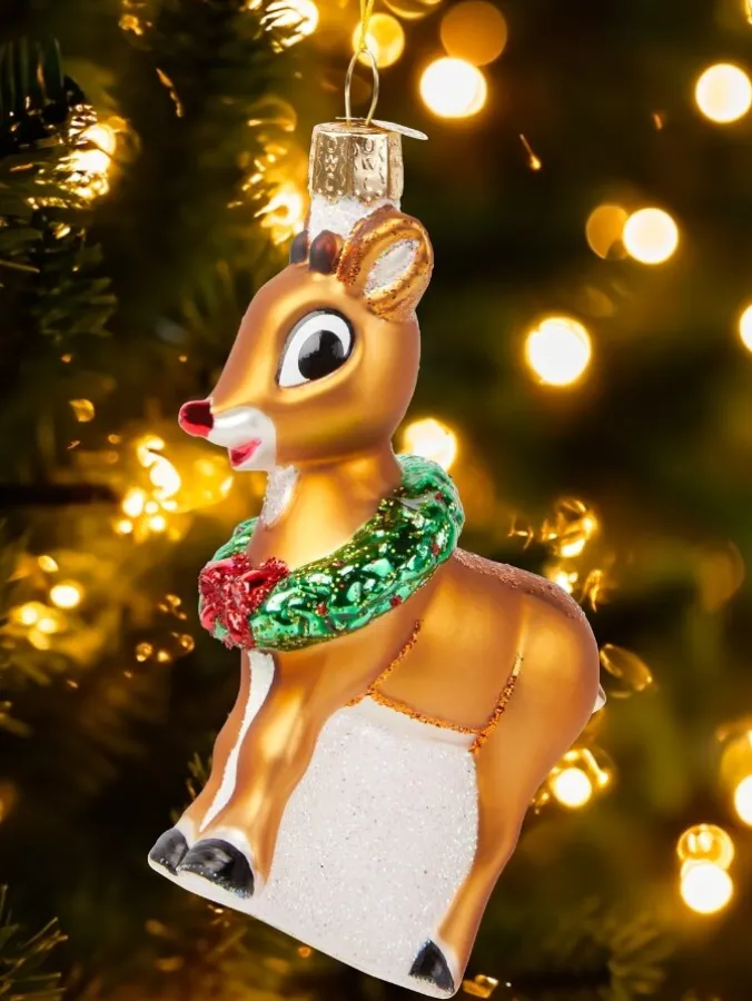 Rudolph the Red Nose Reindeer Blown-Glass Christmas Ornament