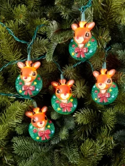 Rudolph Wreath Christmas String Lights, 10 Lights