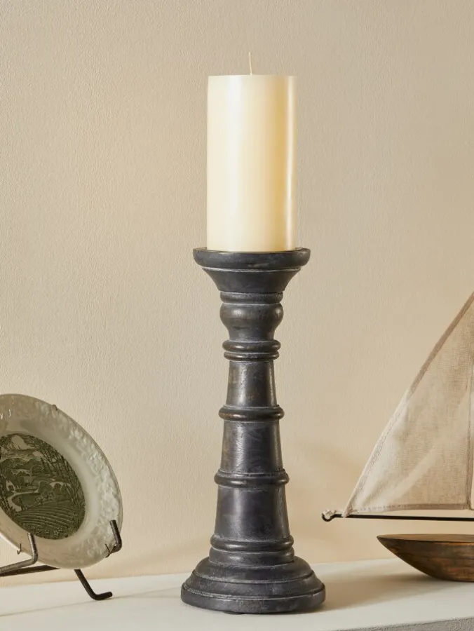 Rustic Charm 12 Inch Wood Pillar Candle Holder