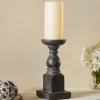 Rustic Charm 9 Inch Wood Pillar Candle Holder