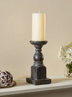 Rustic Charm 9 Inch Wood Pillar Candle Holder