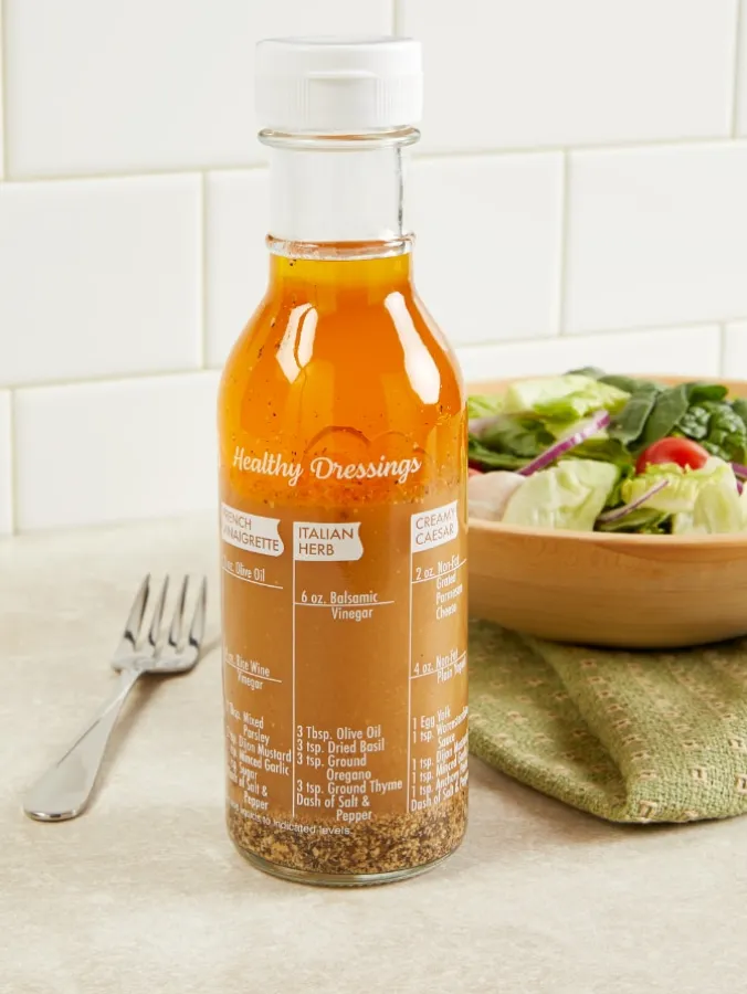 Salad Dressing Shaker Bottle With Recipes