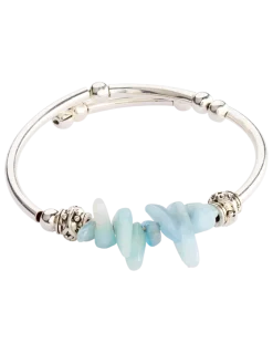Seafoam Tumbled Glass Memory Wire Bracelet