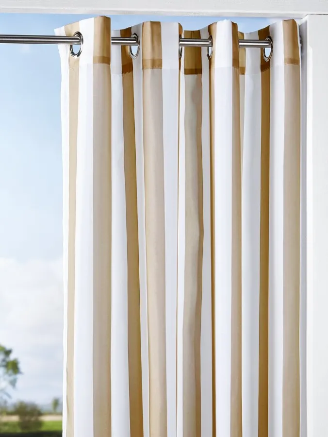 Seascape Indoor/Outdoor Stripe Grommet Top Sheer Curtains
