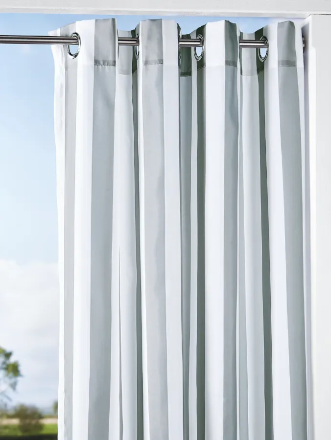 Seascape Indoor/Outdoor Stripe Grommet Top Sheer Curtains