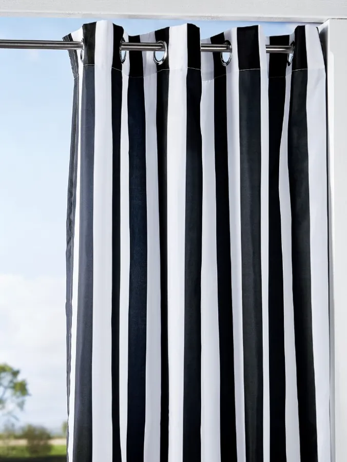 Seascape Indoor/Outdoor Stripe Grommet Top Sheer Curtains