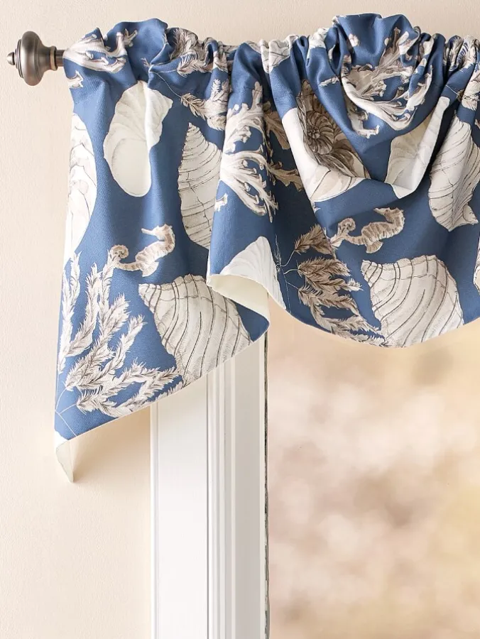 Seascape Toile Lined Rod Pocket Austrian Valance by Country Curtains®, In 2 Sizes