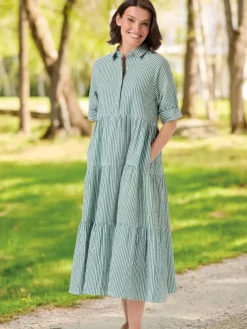 Seersucker Tiered Maxi Dress