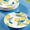Set of 6 Lemon Sunshine Melamine Dinner Plates