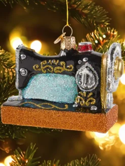 Sewing Machine Blown-Glass Christmas Ornament