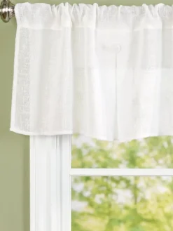 Sheer Linen Rod Pocket 2-Button Pleated Valance by Country Curtains®