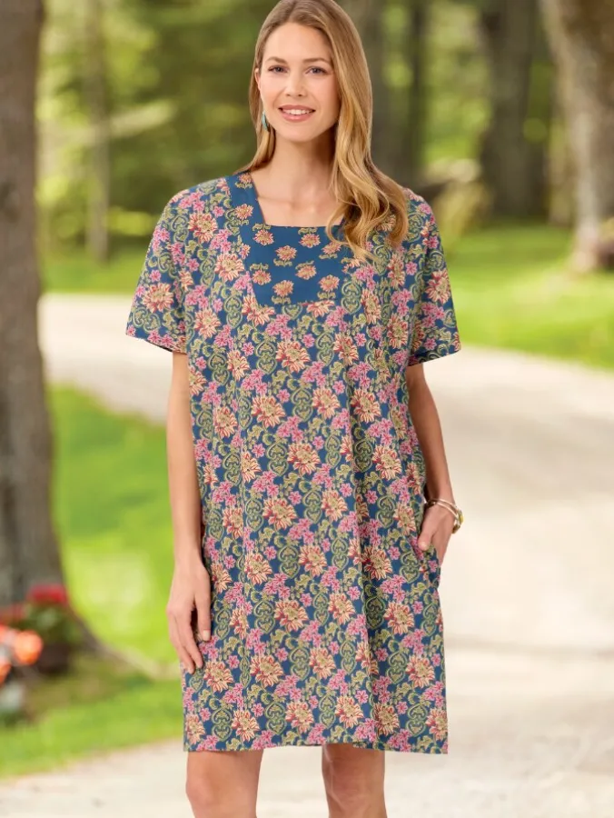Short Cotton Flutter-Sleeve Muumuu