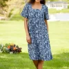 Short-Sleeve Cotton Gauze Print Muumuu