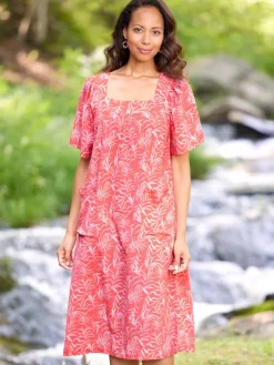 Short-Sleeve Cotton Gauze Print Muumuu