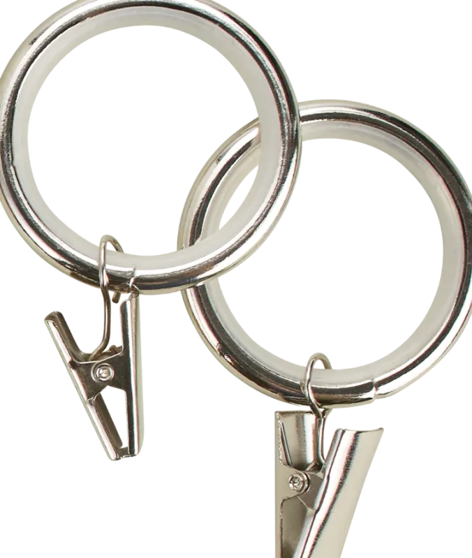 Silent Glide Clip Curtain Rings, Set of 7