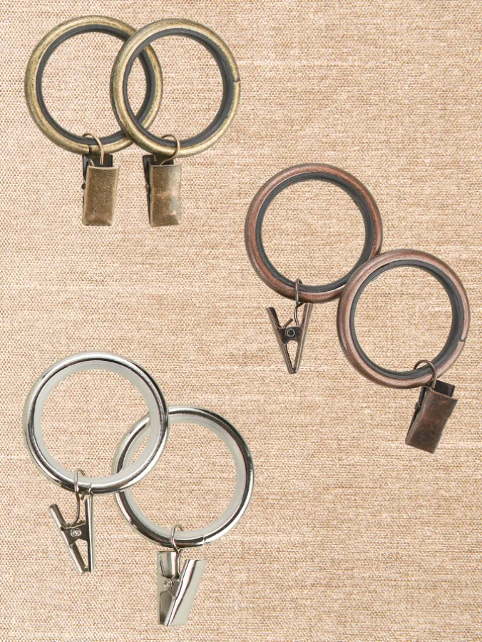 Silent Glide Clip Curtain Rings, Set of 7