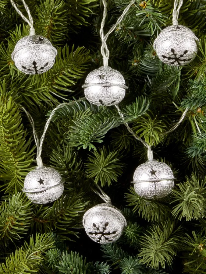 Silver Bell Christmas Light String, 10 Lights