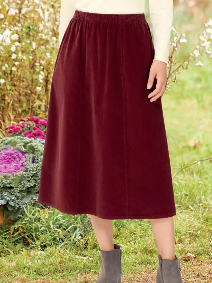 Six-Gore Cotton Corduroy Skirt